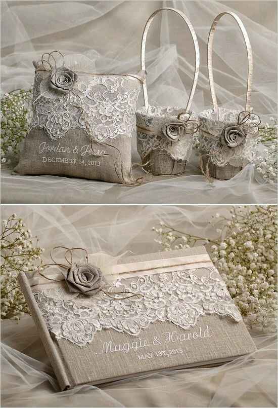 Porta-alianças, flores e livro de honra