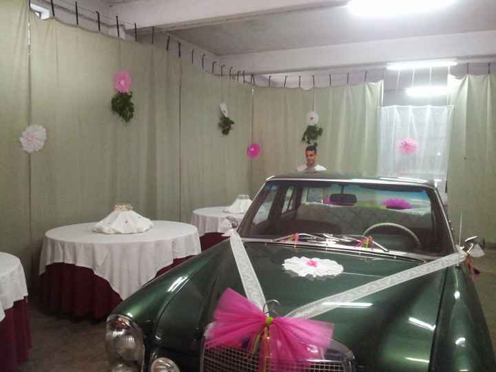 A decoração da minha recepção e o carro da noiva
