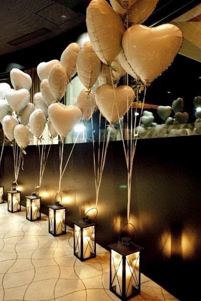 Lanternas com velas e corações pendurados!