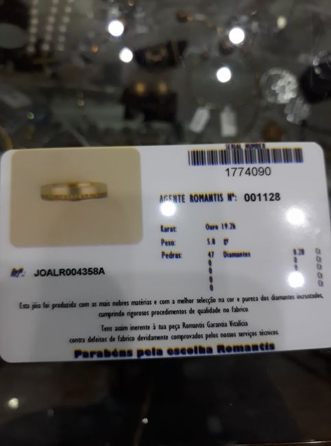 certificado (pessam sempre tanto do ouro como para os diamantes!) 