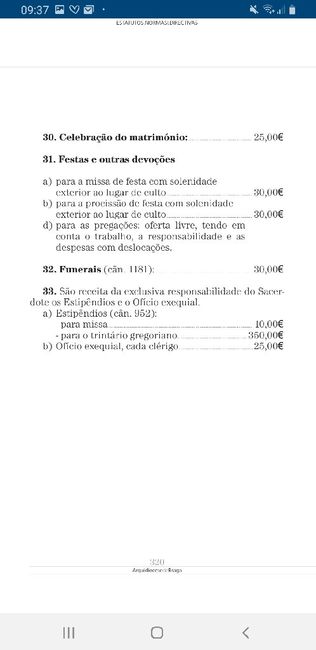 Taxas tabelas por dioceses - 10
