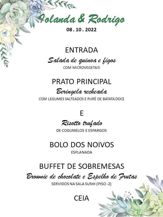 Menu de casamento - 3
