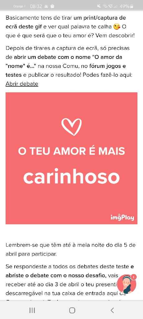 O teu amor é mais.... DESAFIO! - 1