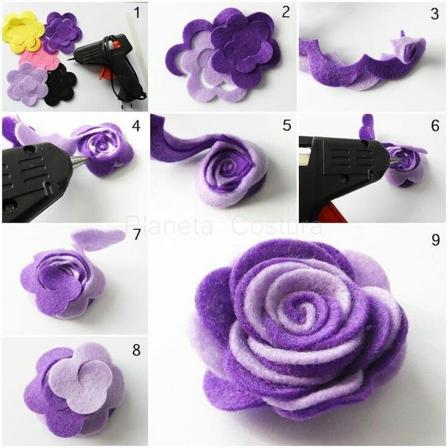 Diy flores de feltro - 6