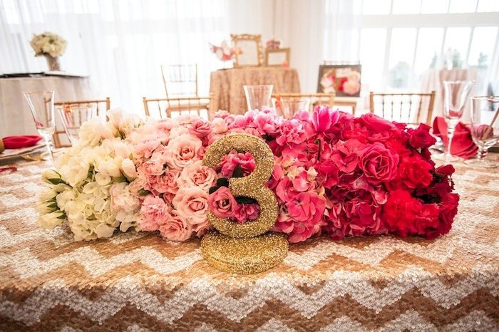 Decoração vermelho, rosa e dourado
