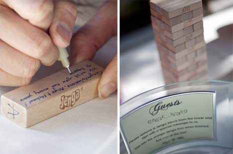 "livro" de honra - jenga - 2