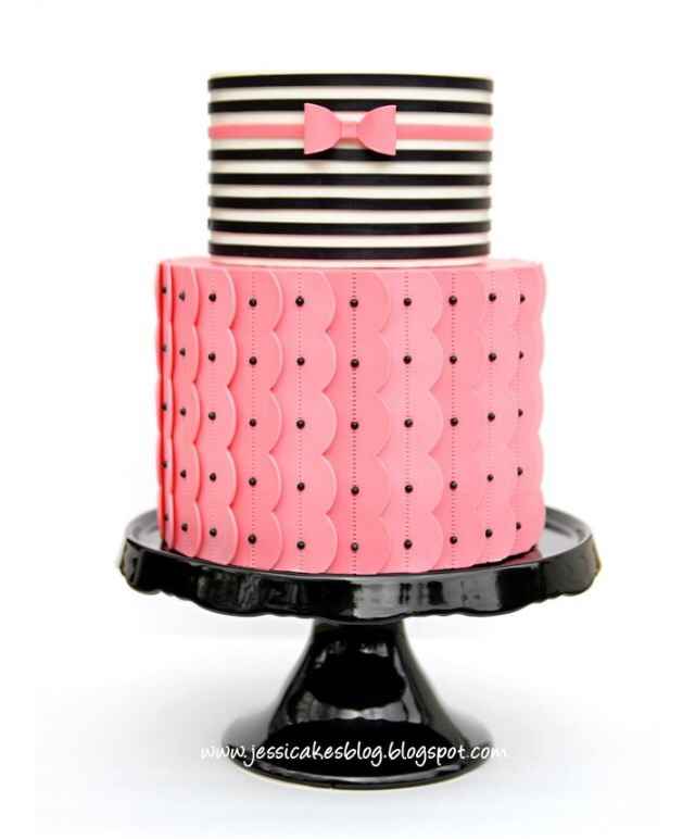 Bolos - branco, rosa e preto - 1