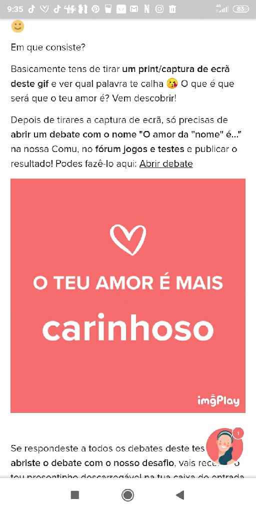 O teu amor é mais.... DESAFIO! - 1