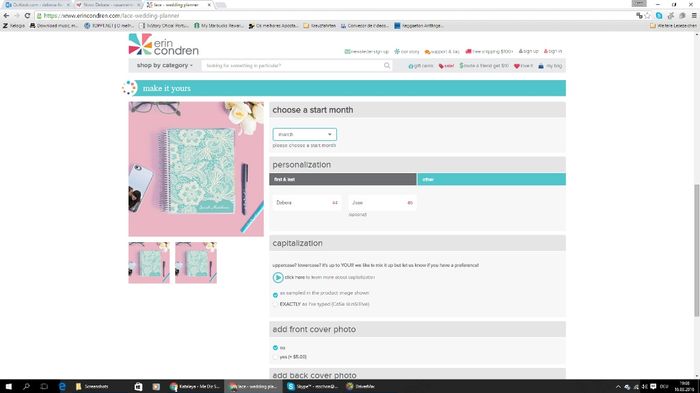 personalizar o organizador de noiva