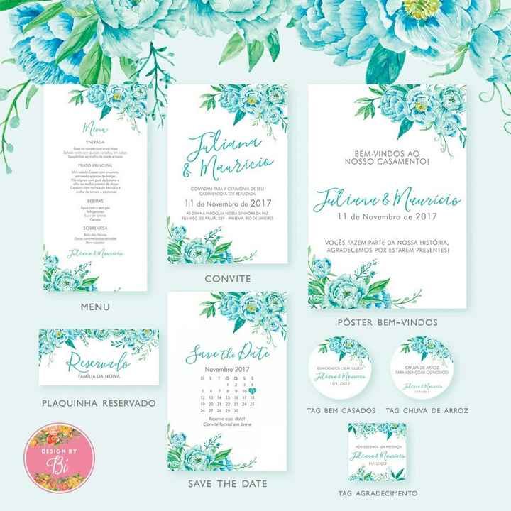 Mês de Setembro — inspirações verde e azul - convites - 6