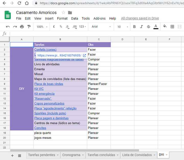 Por último a lista de DIY que queremos fazer, alguns com links associados às ideias