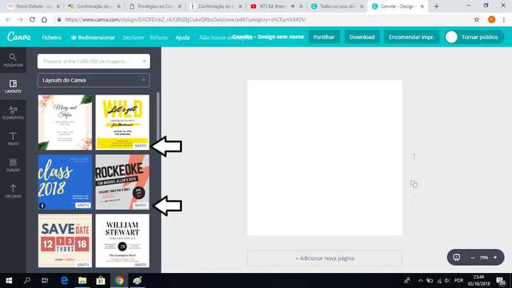 Do lado esquerdo estejam atentos, escolham apenas os que dizem "grátis" o canva tem imensas opções n