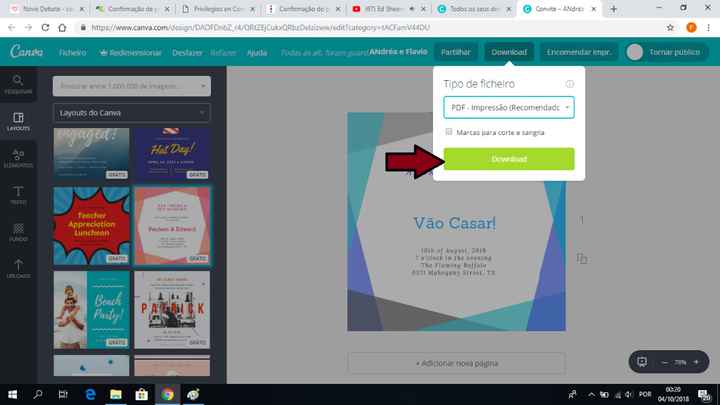 Depois apenas têm de carregar em Download