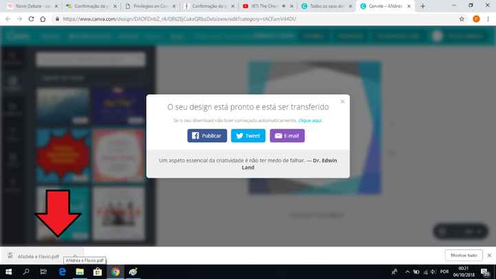 E quando terminado o documento é descarregado para o vosso pc