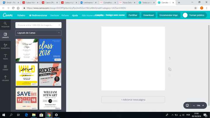 Nesse caso o que vos vai aparecer, como no primeiro debate, é o layout em branco - à espera de ser t