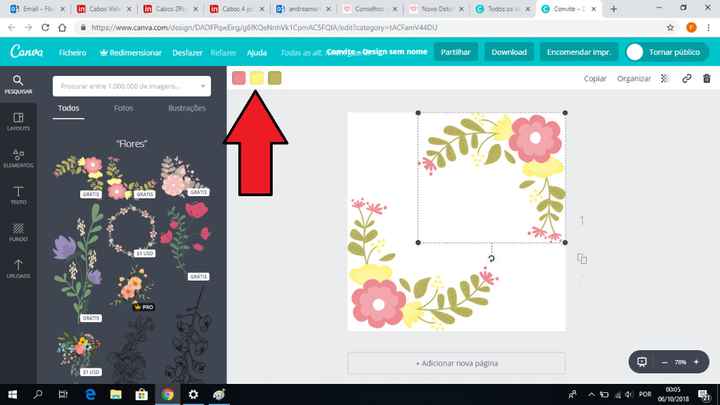Se repararem em cima, quando têm a imagem selecionada aparecem uns quadrados com cor. Essas cores sã