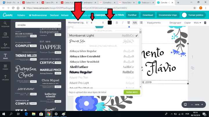 Alteramos o texto carregando com o cursor em cima das letras e vejam a maravilha. Podemos alterar o 