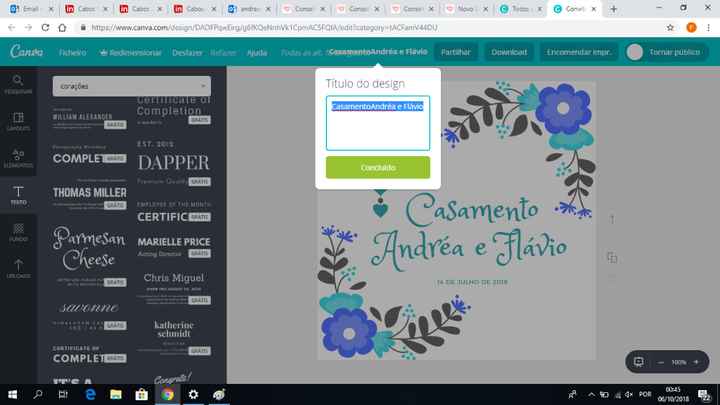Se consideram que o vosso convite está pronto, podem renomeá-lo e preparar para gravar. Lembrem-se, 