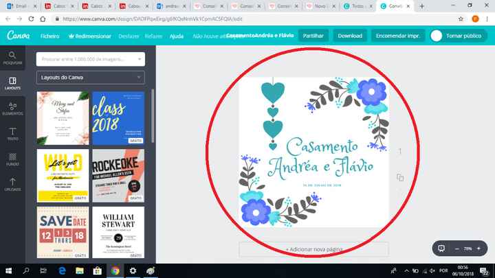 Carregam então, em cima, do vosso convite e aí está ele pronto para ser modificado