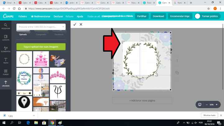 Neste caso o corte iria cortar demasiado a imagem pelo que tive de aumentar a imagem do corte