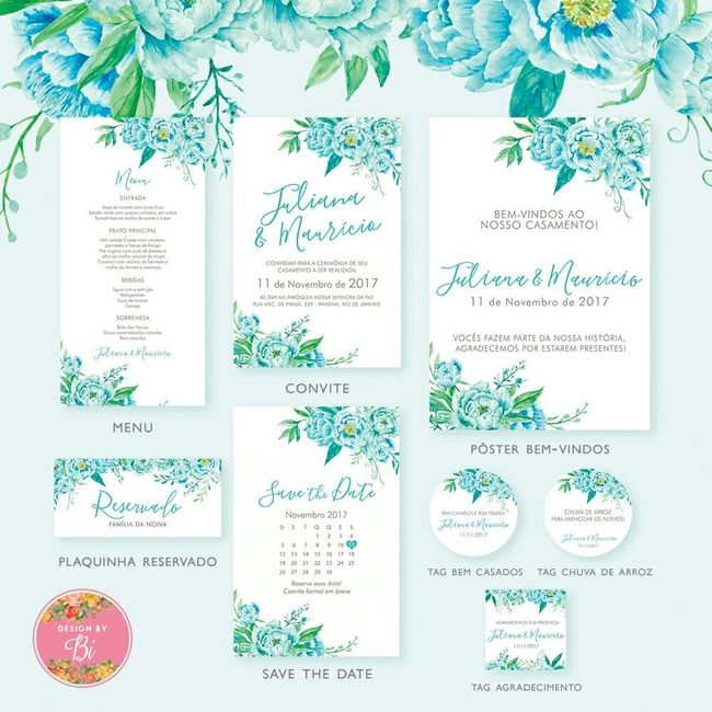 Mês de Setembro — inspirações verde e azul - convites - 6