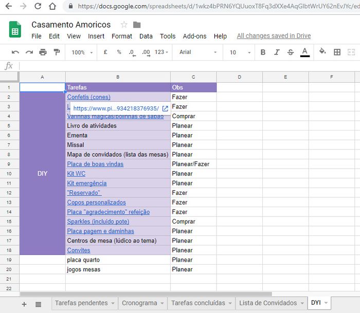 Por último a lista de DIY que queremos fazer, alguns com links associados às ideias