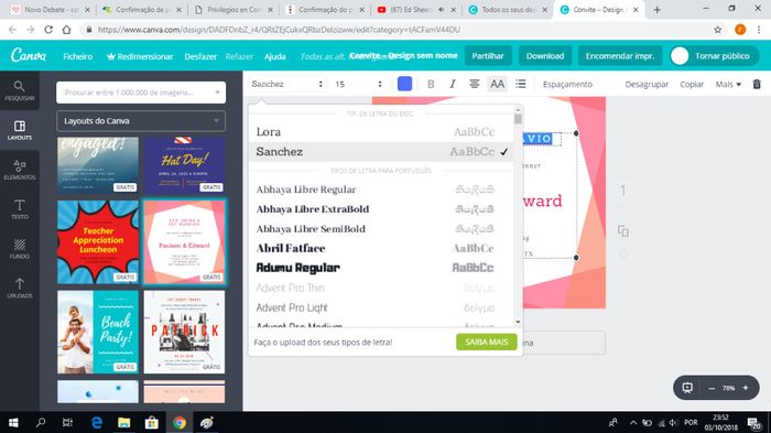 Exemplo de mudança de letra