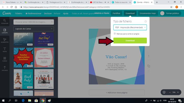 Depois apenas têm de carregar em Download