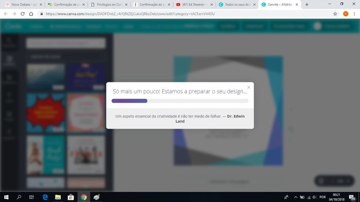 O programa prepara o vosso layout