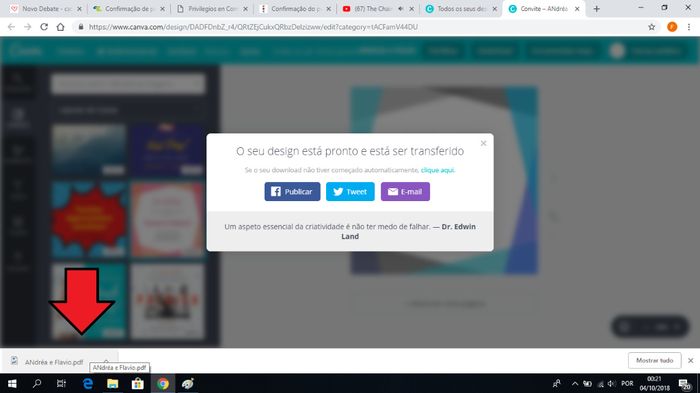 E quando terminado o documento é descarregado para o vosso pc