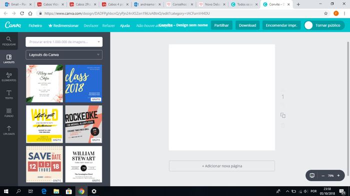 Nesse caso o que vos vai aparecer, como no primeiro debate, é o layout em branco - à espera de ser t