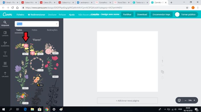 Neste exemplo que vos apresento coloquei a palavra "flores", carregam em "Enter" e irá aparecer-vos 