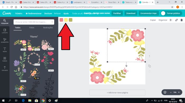 Se repararem em cima, quando têm a imagem selecionada aparecem uns quadrados com cor. Essas cores sã