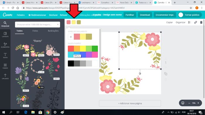 Vejam só que incrível! Vou mudar agora as cores para a minha palete de cores