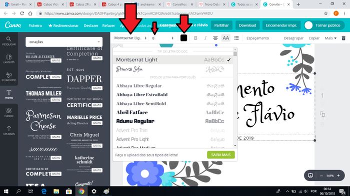 Alteramos o texto carregando com o cursor em cima das letras e vejam a maravilha. Podemos alterar o 