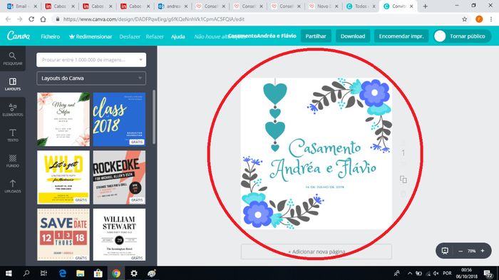 Carregam então, em cima, do vosso convite e aí está ele pronto para ser modificado