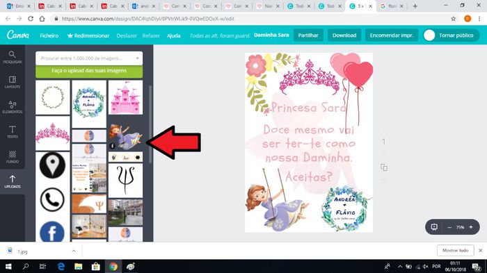 Deixo-vos aqui um exemplo de um pedido que fizemos a uma menina das alianças. Se virem bem fiz uploa