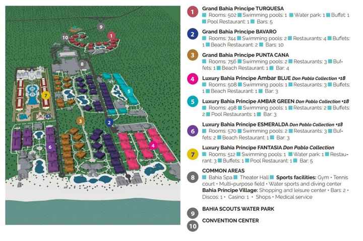 Mapa dos Bahia Príncipe em Punta Cana