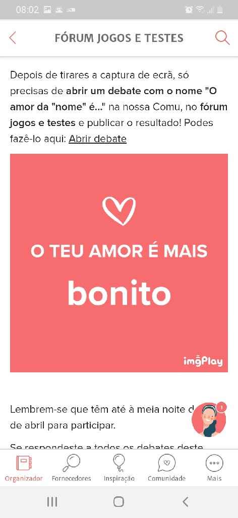 O teu amor é mais.... DESAFIO! - 1