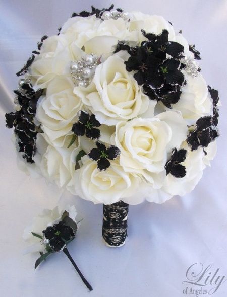 bouquet creme prata e preto