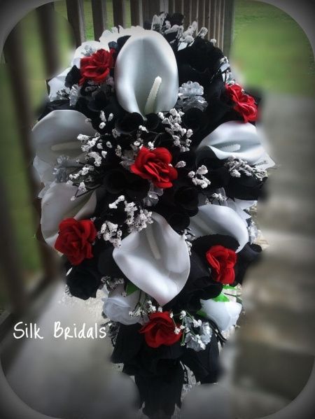 Bouquet preto branco e vermelho