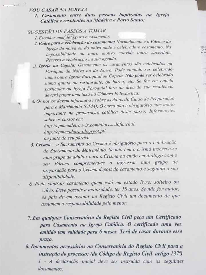 Trâmites para Cerimónia Religiosa - 1
