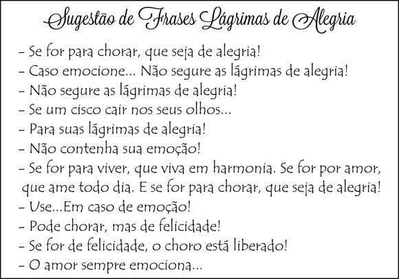 Frases para "lágrimas de alegria"