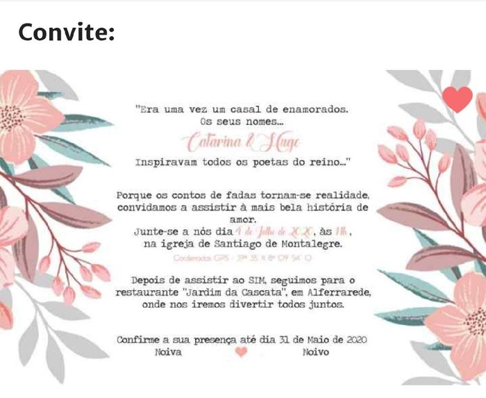 Partilha 1 imagem dos convites de casamento - 2