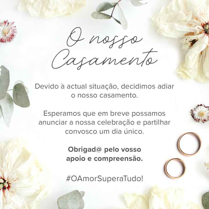 Data de casamento reagendada? Oferecemos-te convites para informares os teus convidados ❤ - 1