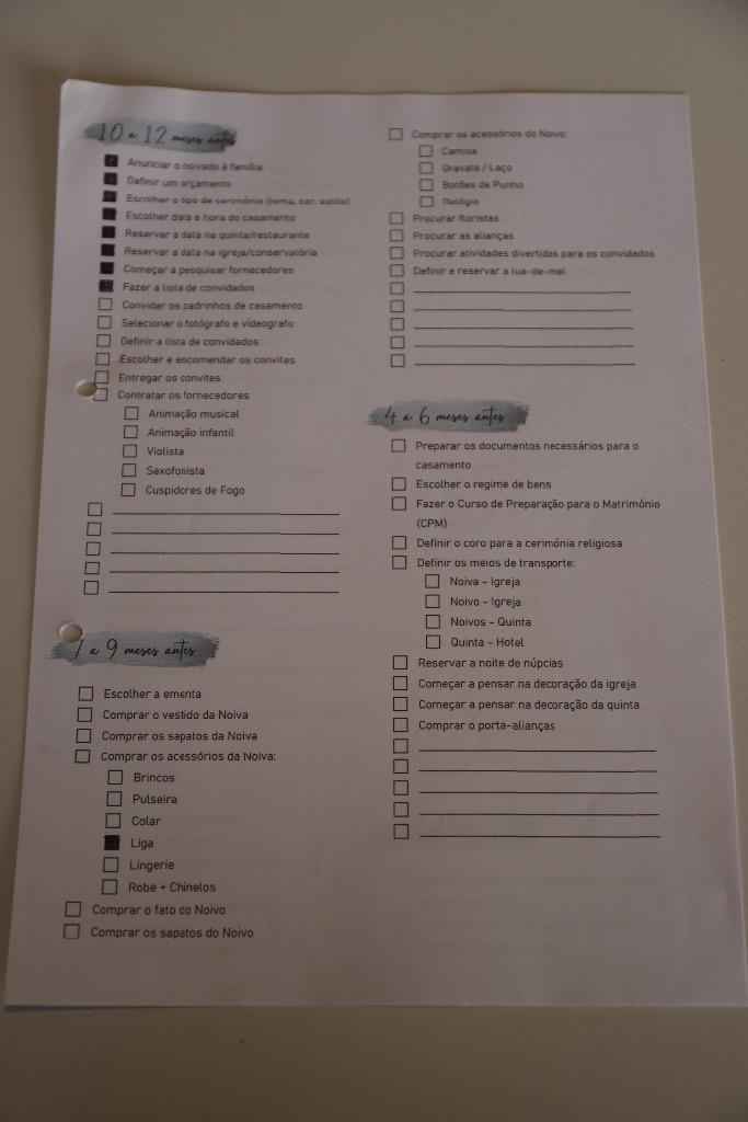 Checklist - 12 a 6 meses antes