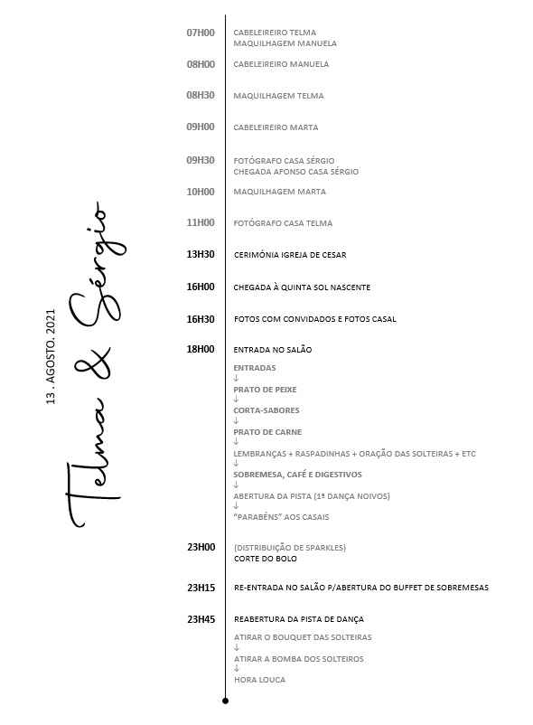 Detalhes para o dia C: Timeline de Casamento ✔️ - 1