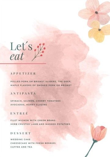 Outubro é Rosa: Menu/Ementa de Casamento 🎗️ 8