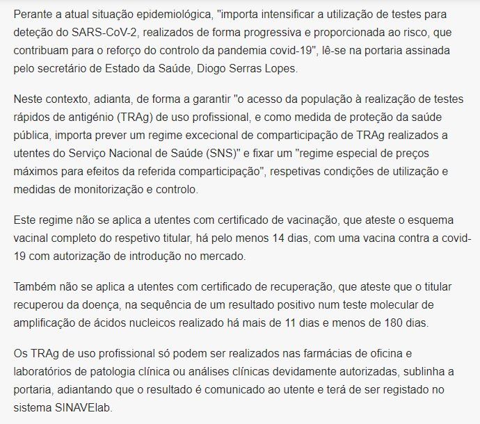Boas notícias! Comparticipação até 10€ (100%) nos Testes Rápidos 💍💒 2
