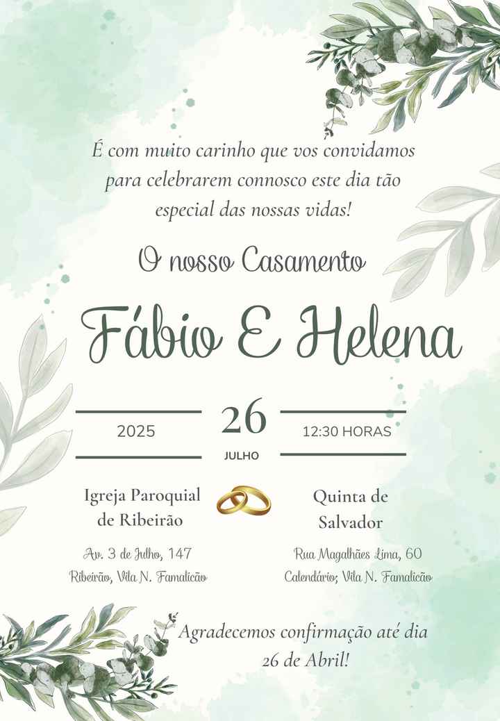 Convites de casamento + carimbo - 1